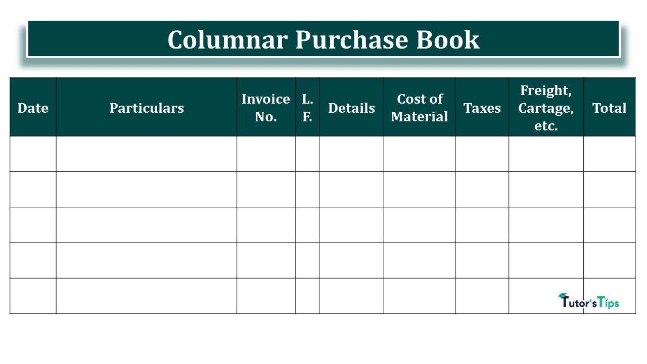 Columnar Purchase Book format