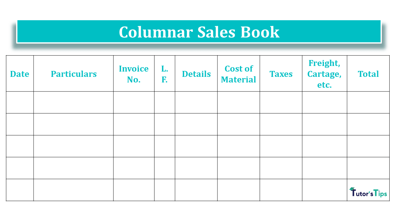 Format of Columnar Sales Book