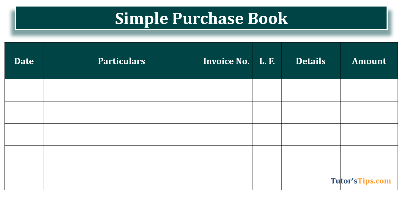 Simple Purchase Book format