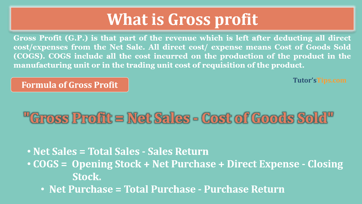 What is Gross profit  -  Explanation with Examples