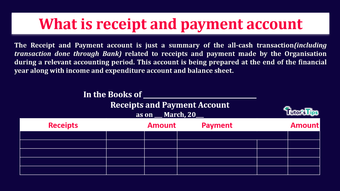 What is Receipt and Payment account - format in Excel & PDF