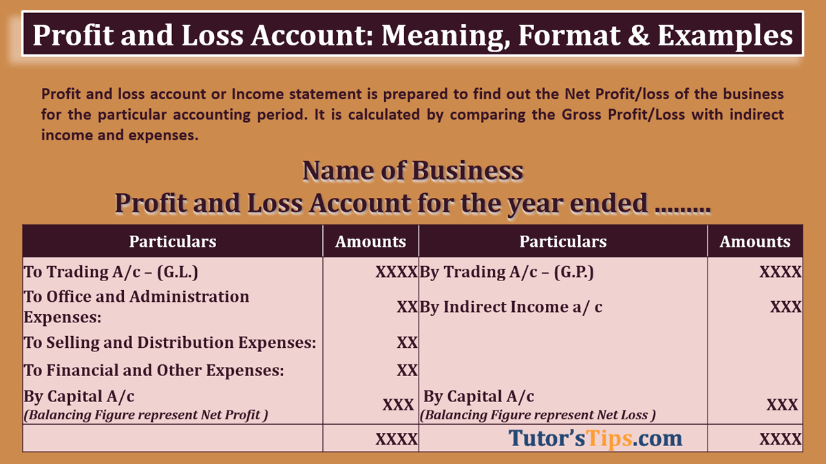 Profit and Loss Account: Meaning, Format & Examples